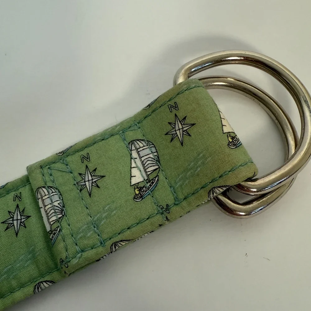 Vineyard Vines Belt Mens Small Sailboat Print Green Beach Fishing Casual Outdoor